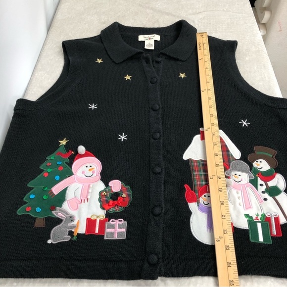 Bechamel women’s xl holiday button up vest ugly Christmas sweater festive knit - Picture 10 of 10